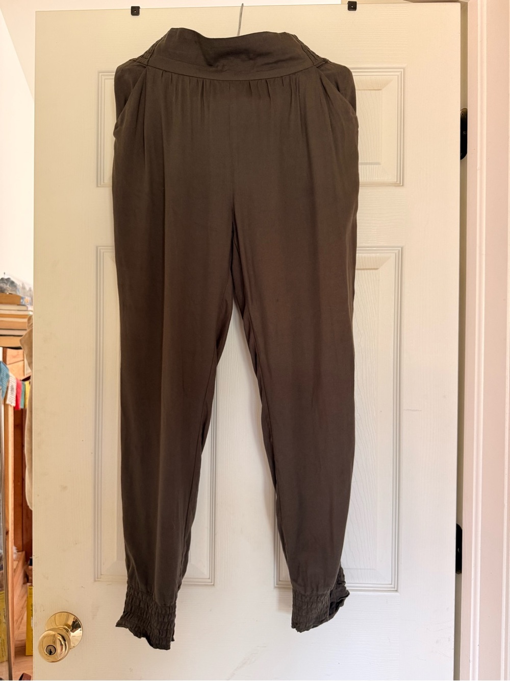 Slim Harem Pant in Dusty Olive Versatile Everyday Wear